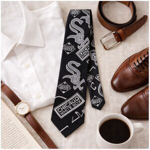 Vintage Chicago White Sox Tie RM Sports 100% Silk Made USA MLB Y2K Necktie